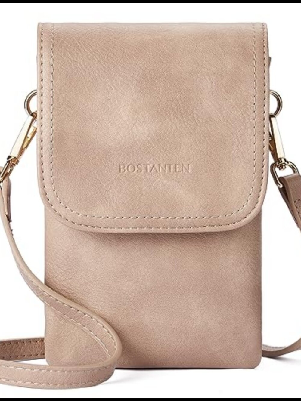 Small Vegan Leather Crossbody Phone Purse Triple Compartment